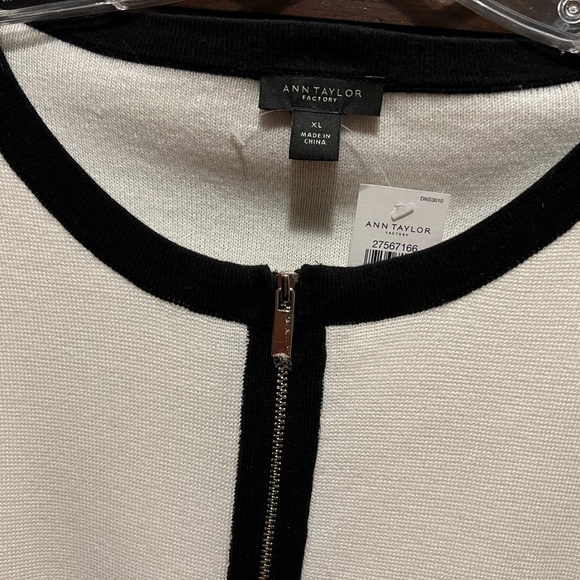 Ann Taylor Zip-Up Knit Jacket – Black & White, Size XL, NWT - Picture 2 of 4